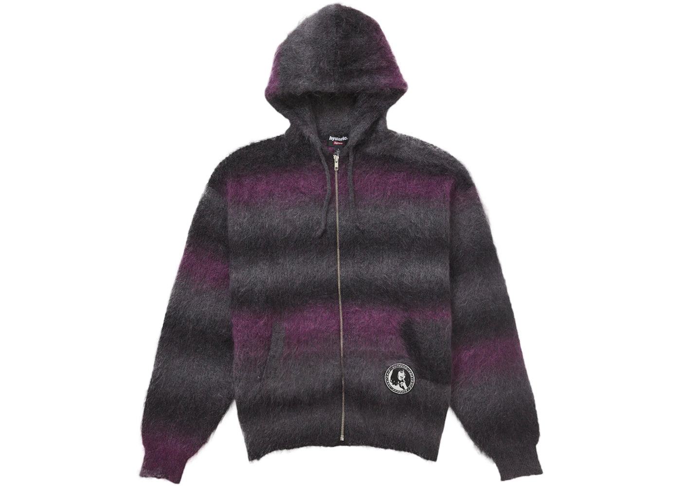 Supreme Hysteric Glamour Mohair Zip Up Hooded Sweater Black