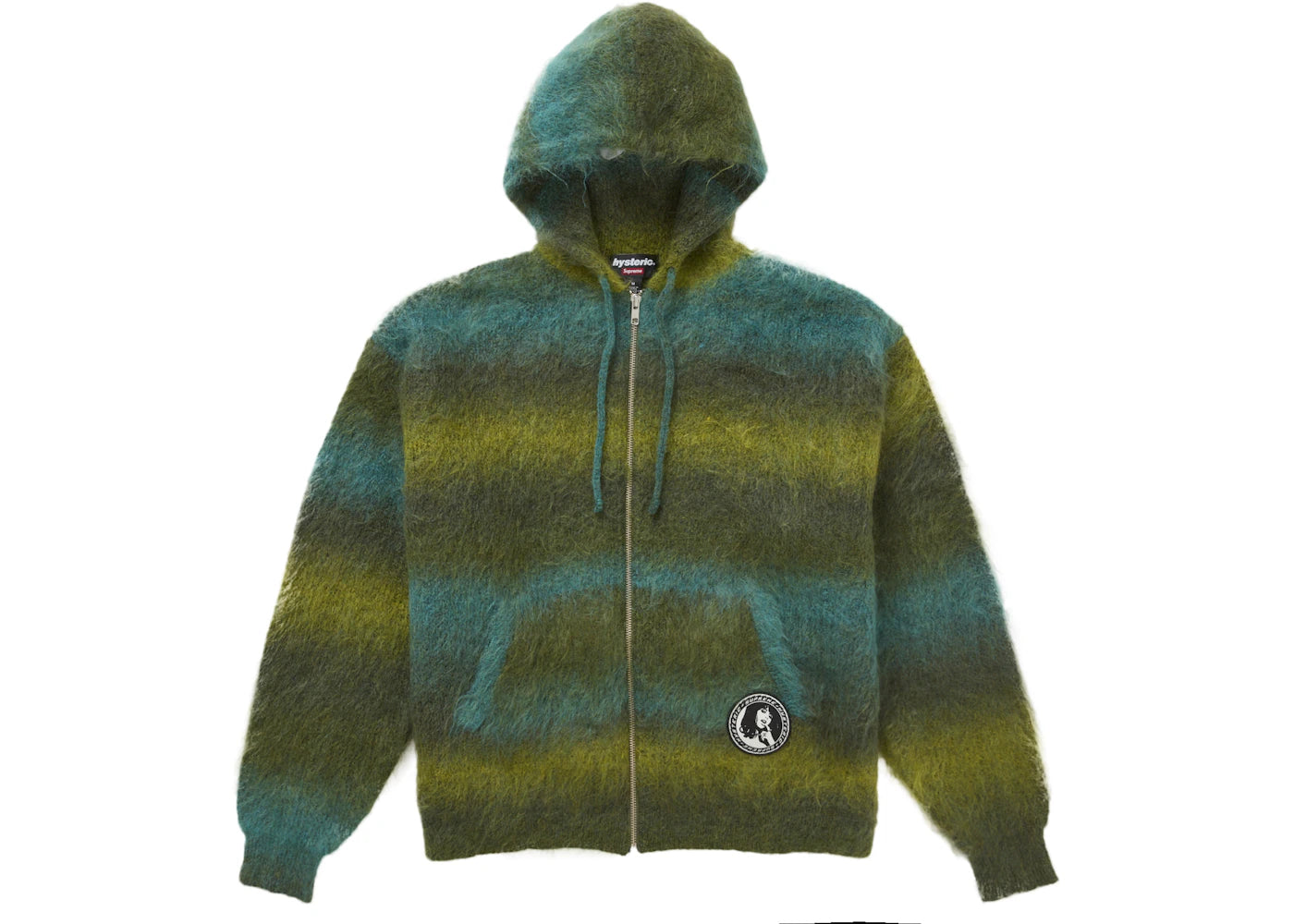 Supreme Hysteric Glamour Mohair Zip Up Hooded Sweater Olive