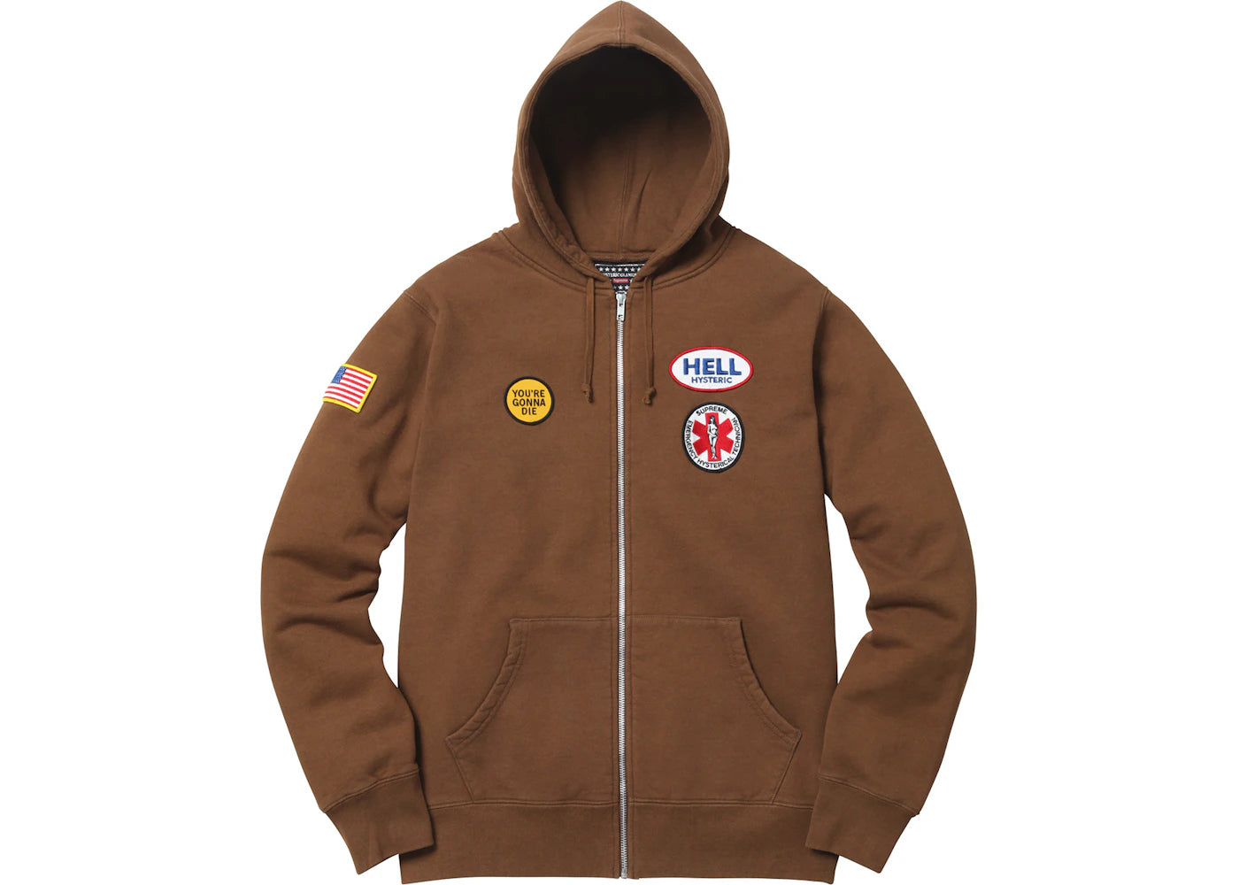 Supreme Hysteric Glamour Patches Zip Up Sweatshirt Brown
