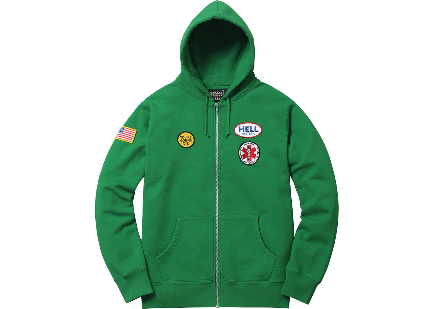 Supreme Hysteric Glamour Patches Zip Up Sweatshirt Green