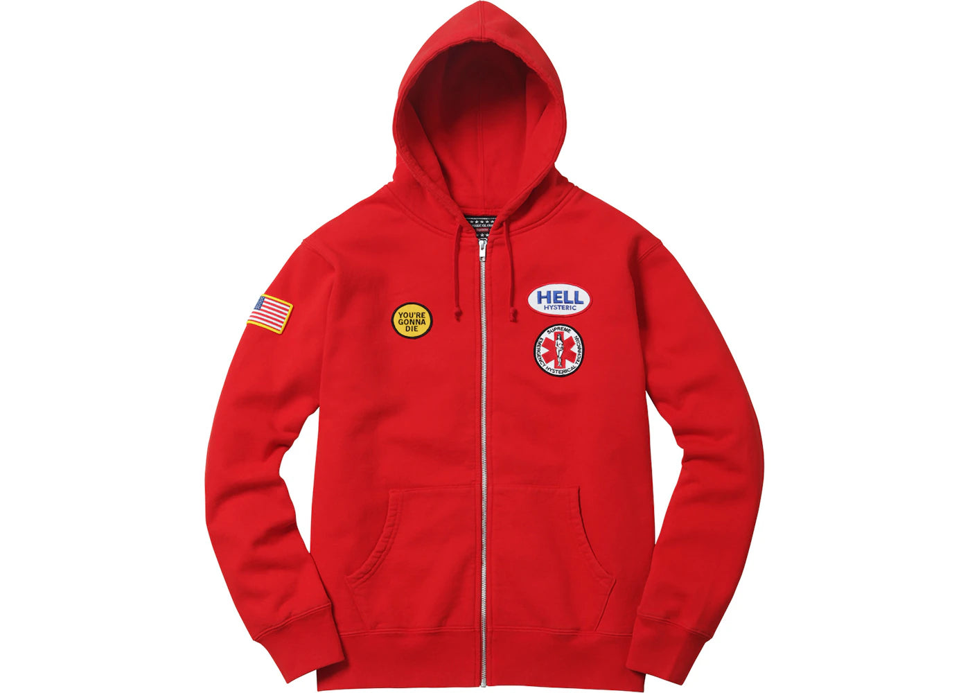 Supreme Hysteric Glamour Patches Zip Up Sweatshirt Red