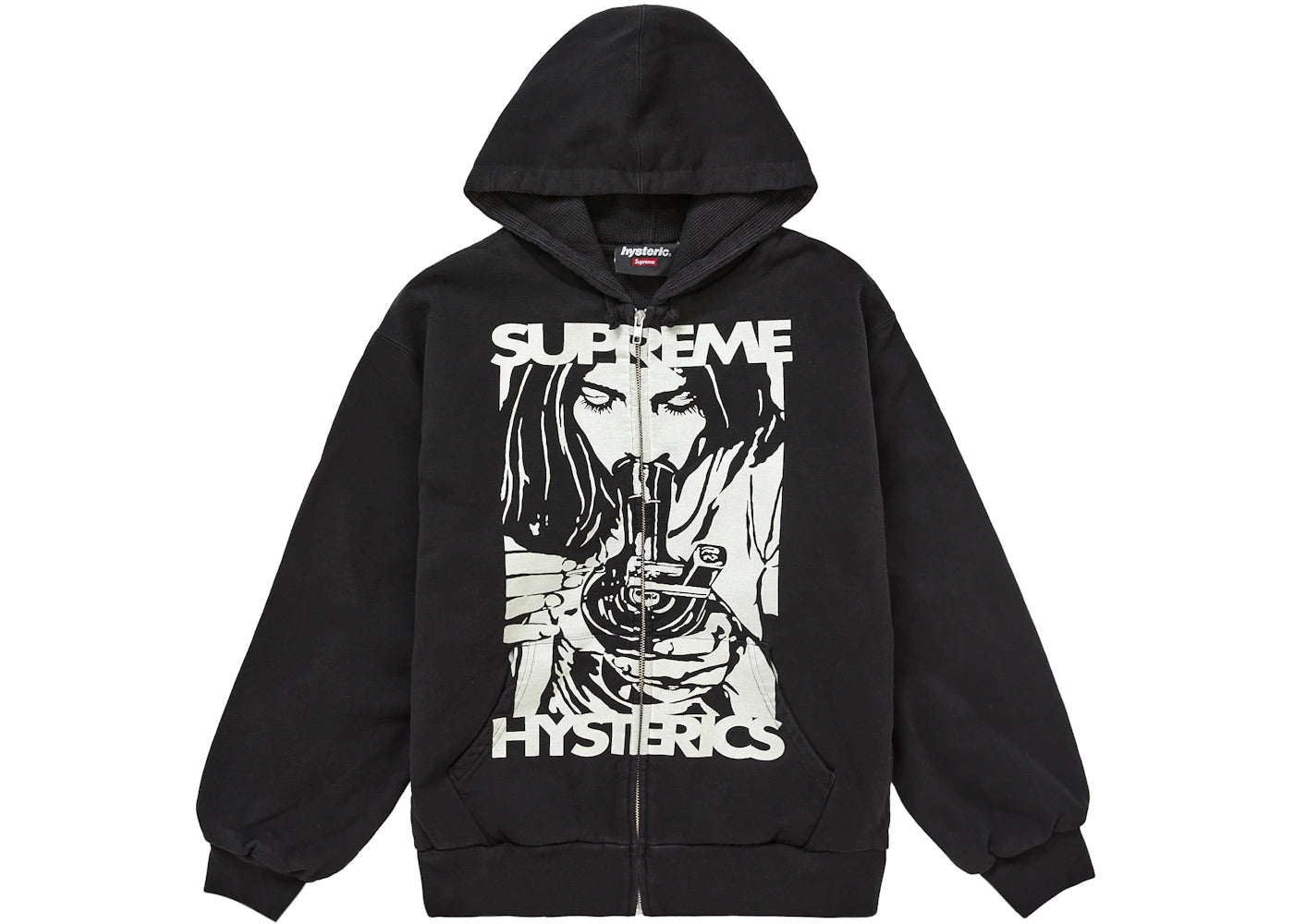 Supreme Hysteric Glamour Thermal Lined Zip Up Hooded Sweatshirt Black