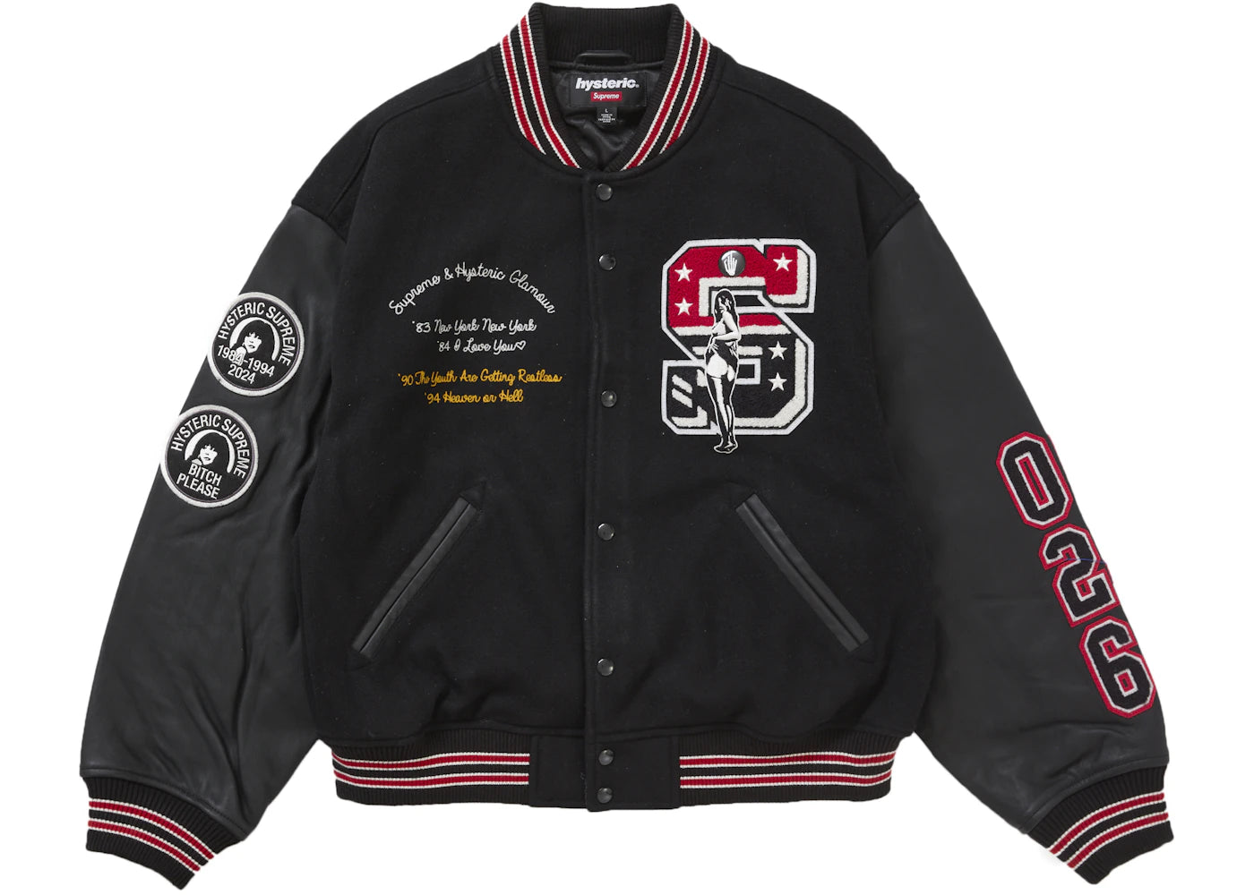 Supreme Hysteric Glamour Varsity Jacket Black