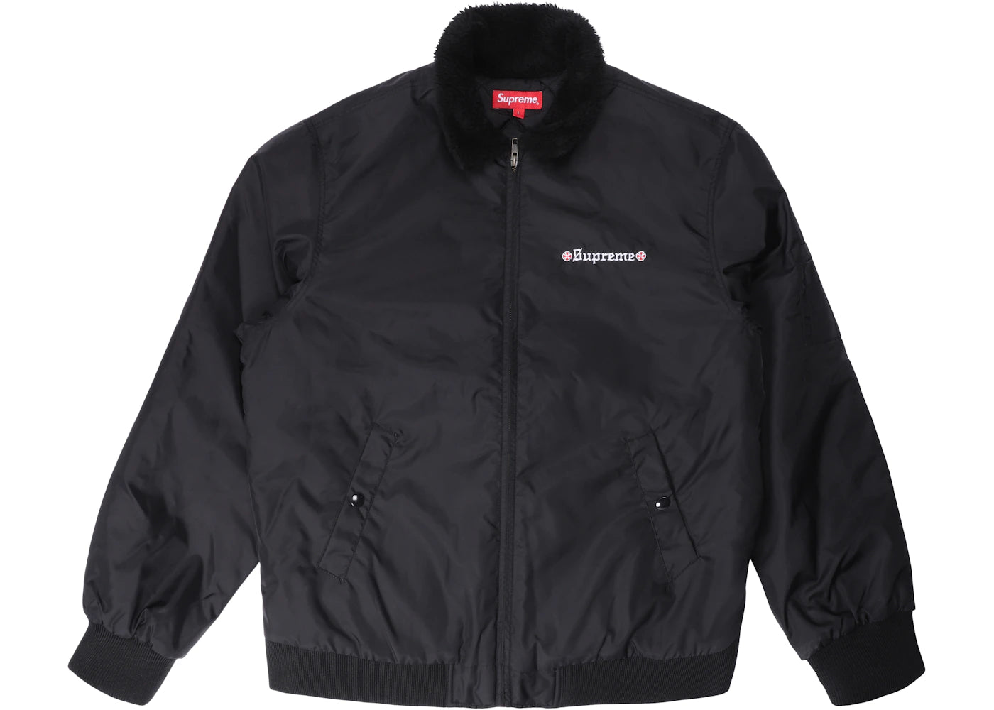 Supreme Independent Fur Collar Bomber Jacket Black