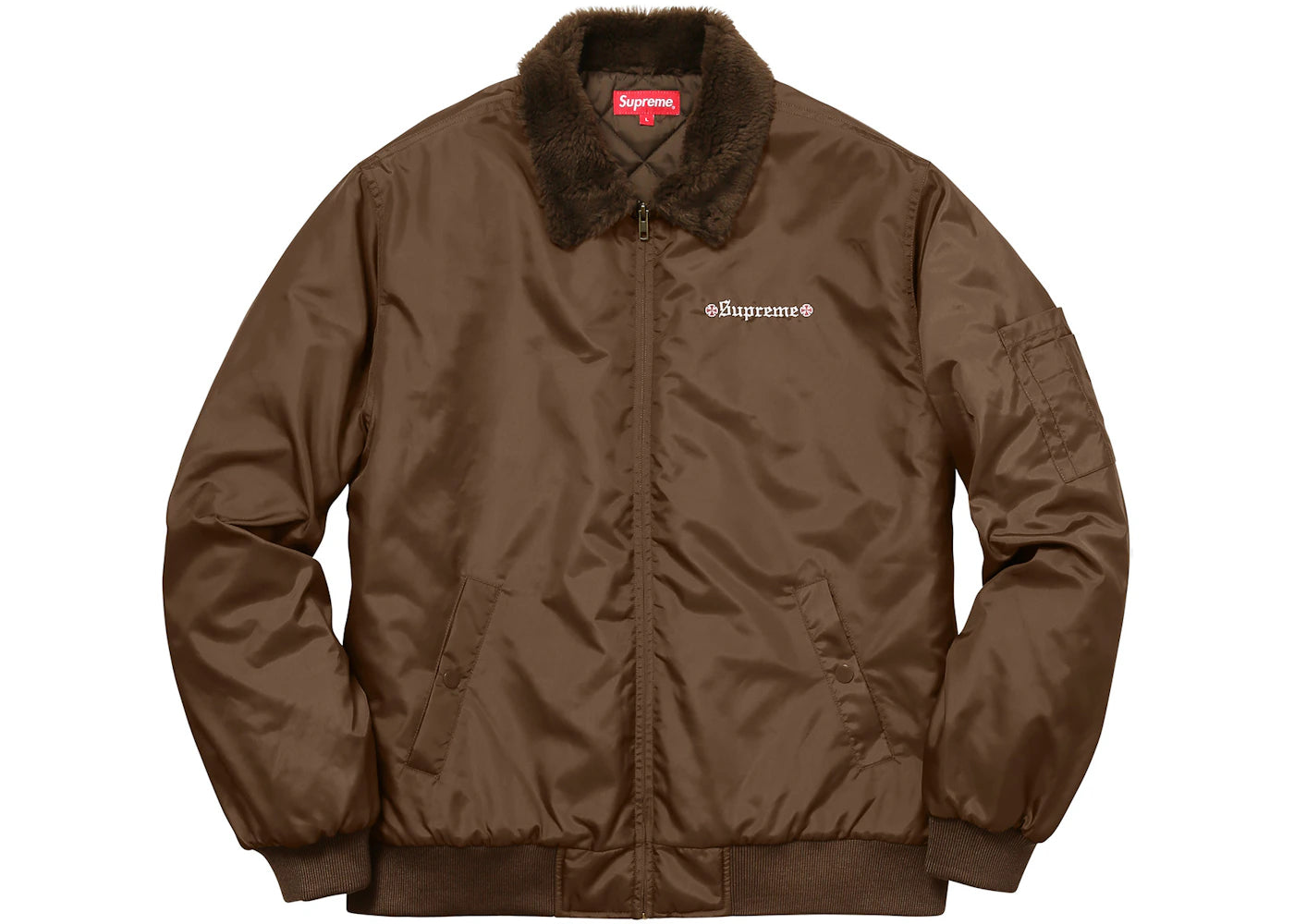 Supreme Independent Fur Collar Bomber Jacket Brown