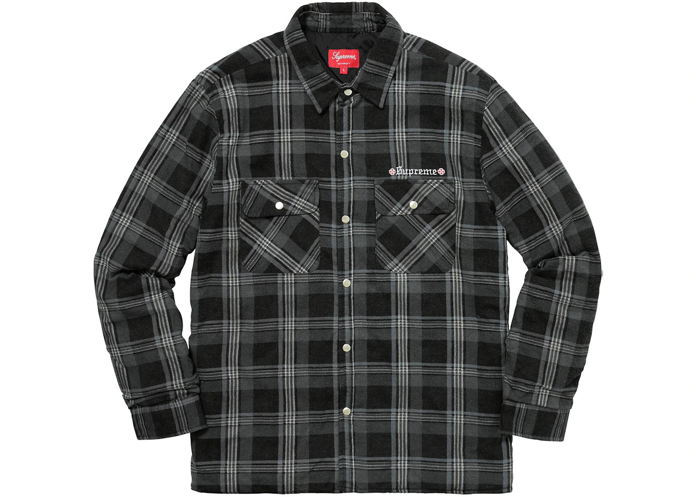 Supreme Independent Quilted Flannel Shirt Black