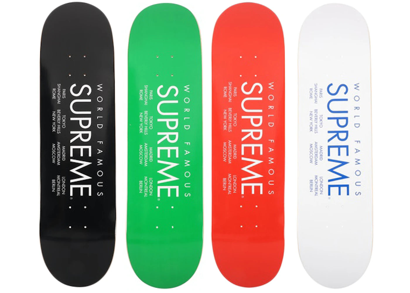 Supreme International Skateboard Deck Black/Green/Red/White Set