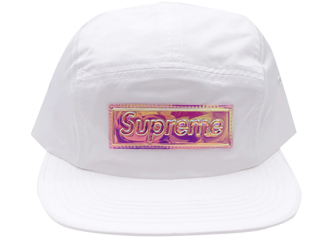 Supreme Iridescent Logo Camp Cap White