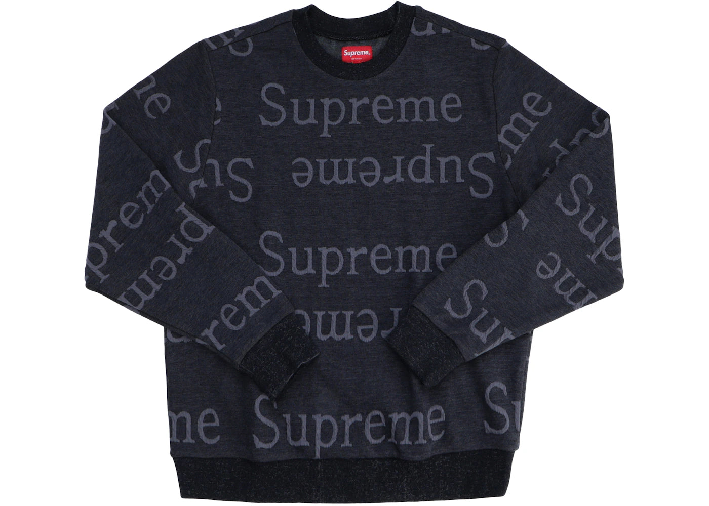 Supreme Jacquard Logo Crewneck Black