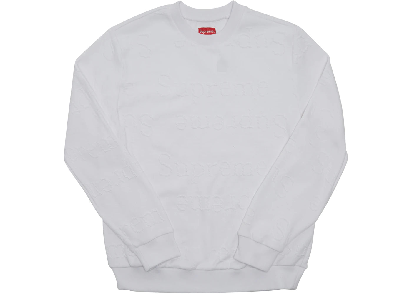 Supreme Jacquard Logo Crewneck White