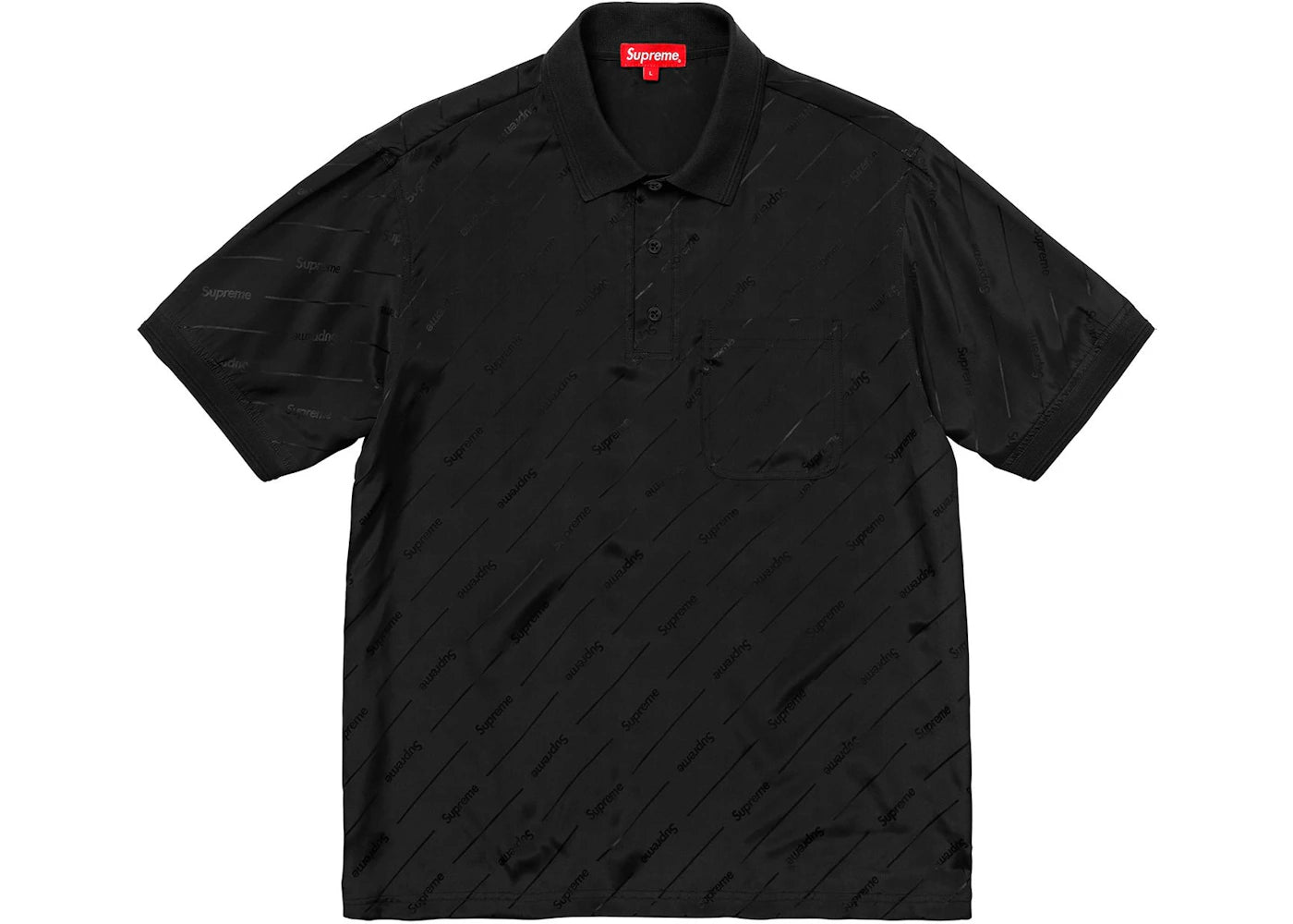 Supreme Jacquard Logo Silk Polo Black