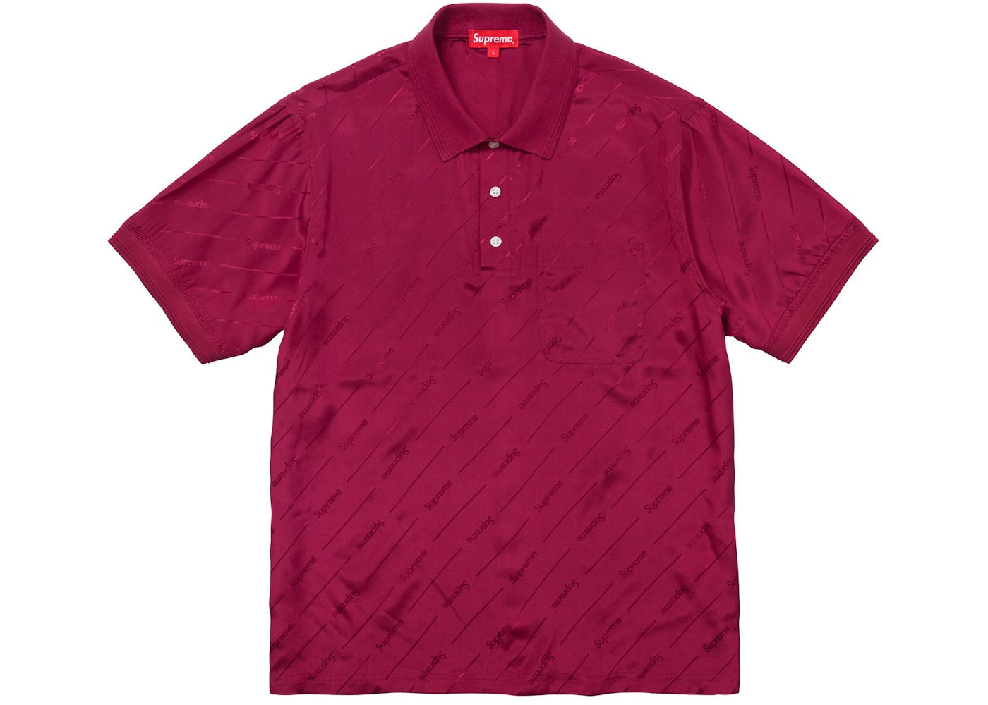 Supreme Jacquard Logo Silk Polo Burgundy