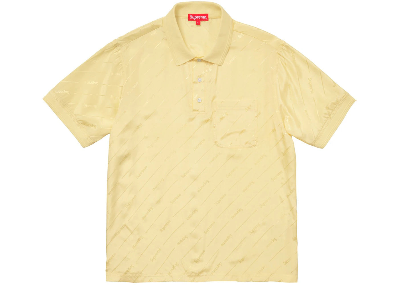 Supreme Jacquard Logo Silk Polo Pale Yellow