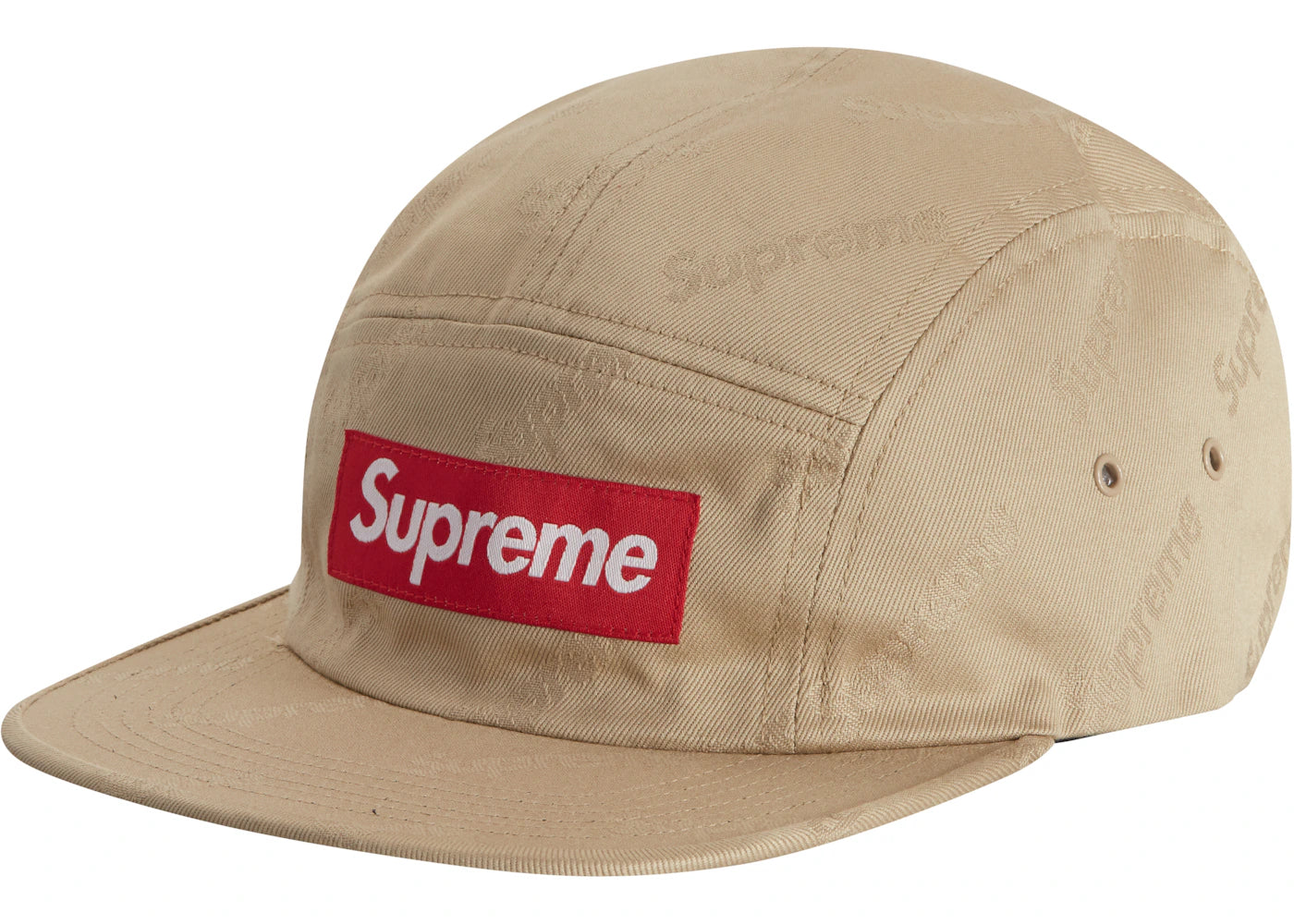 Supreme Jacquard Logos Twill Camp Cap Tan