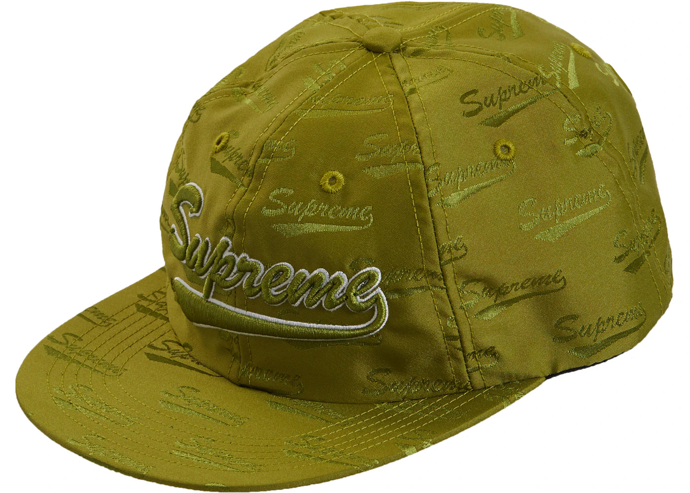 Supreme Jacquard Script 6-Panel Dark Lime