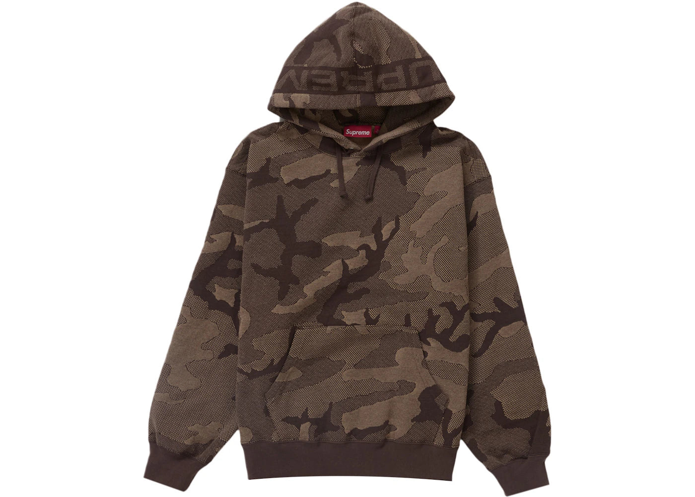 Supreme Jacquard Stripe Hooded Sweatshirt Brown Camo