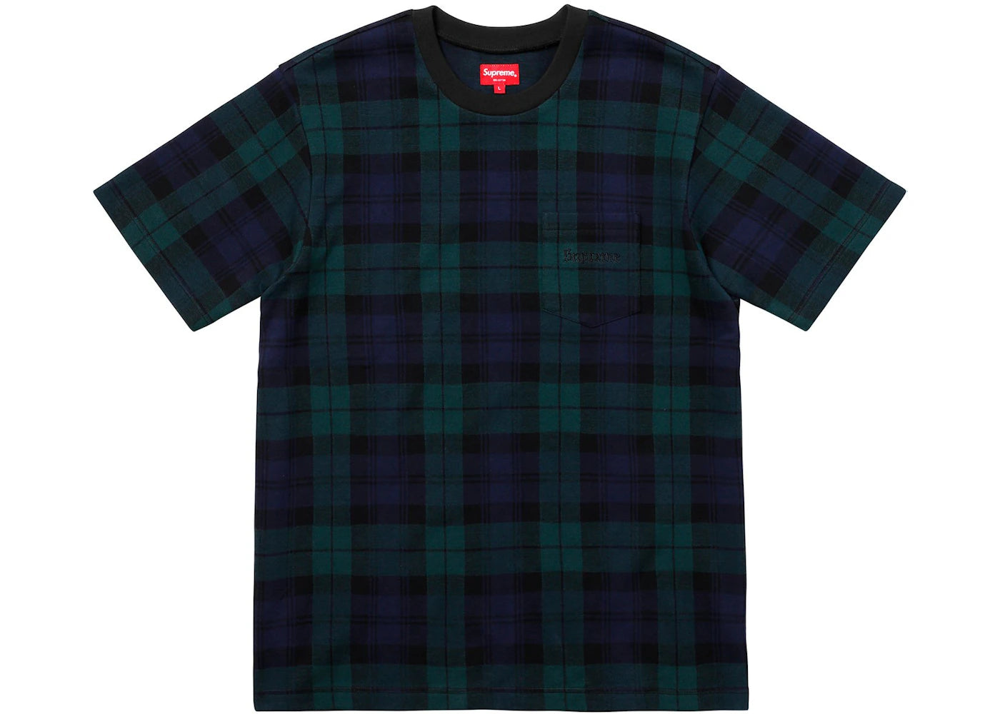 Supreme Jacquard Tartan Plaid Pocket Tee Navy