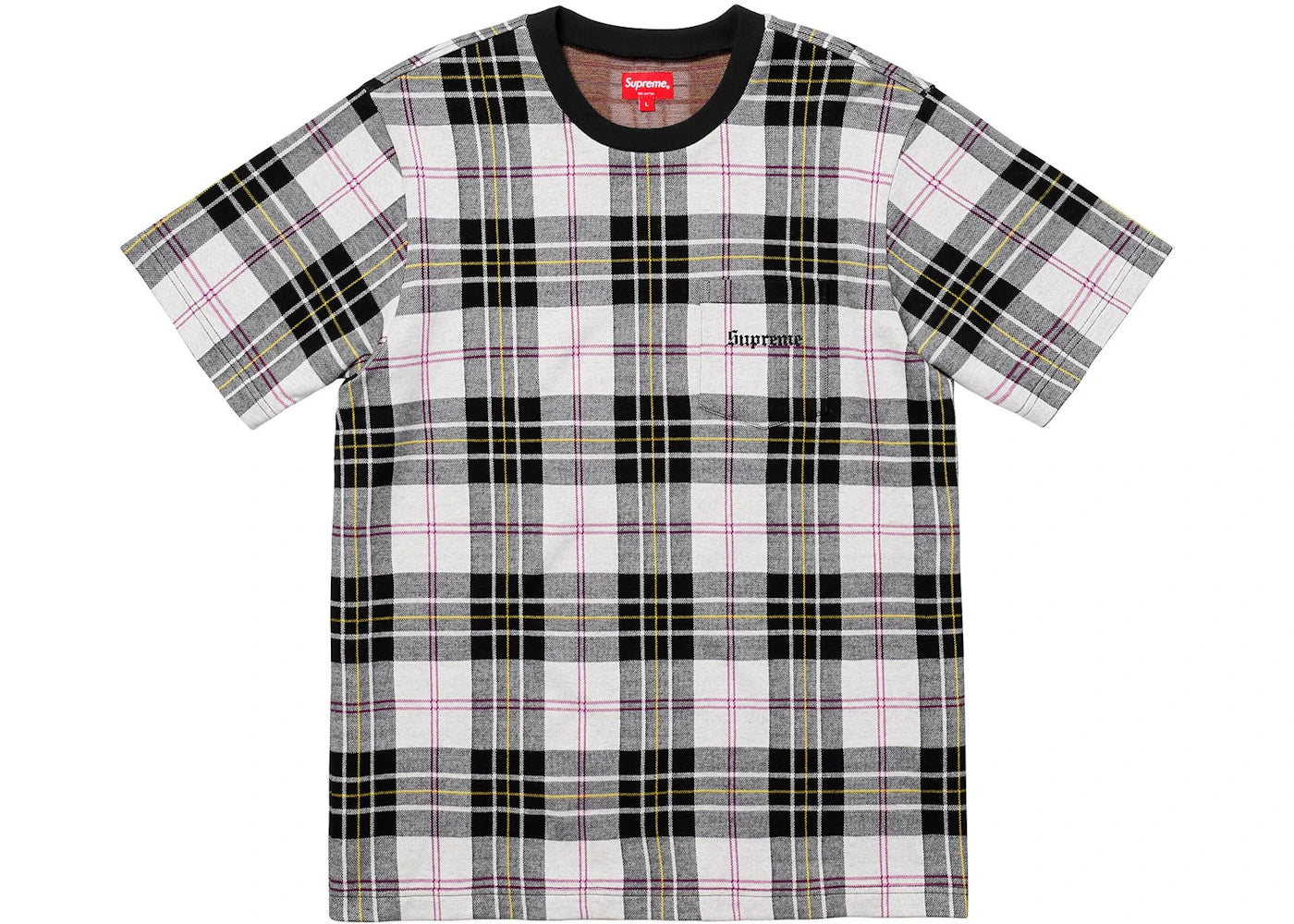 Supreme Jacquard Tartan Plaid Pocket Tee White