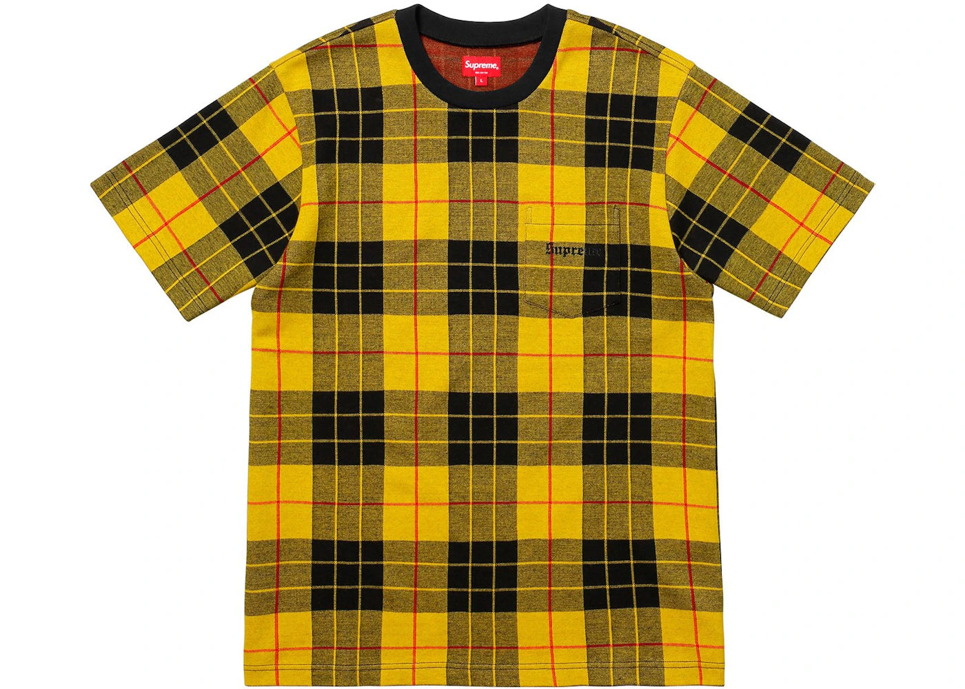 Supreme Jacquard Tartan Plaid Pocket Tee Yellow