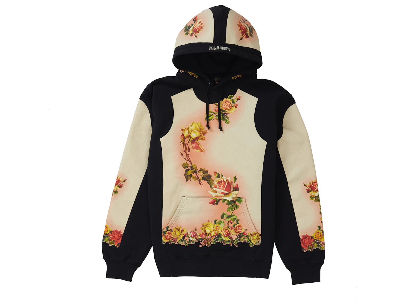 Supreme Jean Paul Gaultier Floral Print Hooded Sweatshirt Black