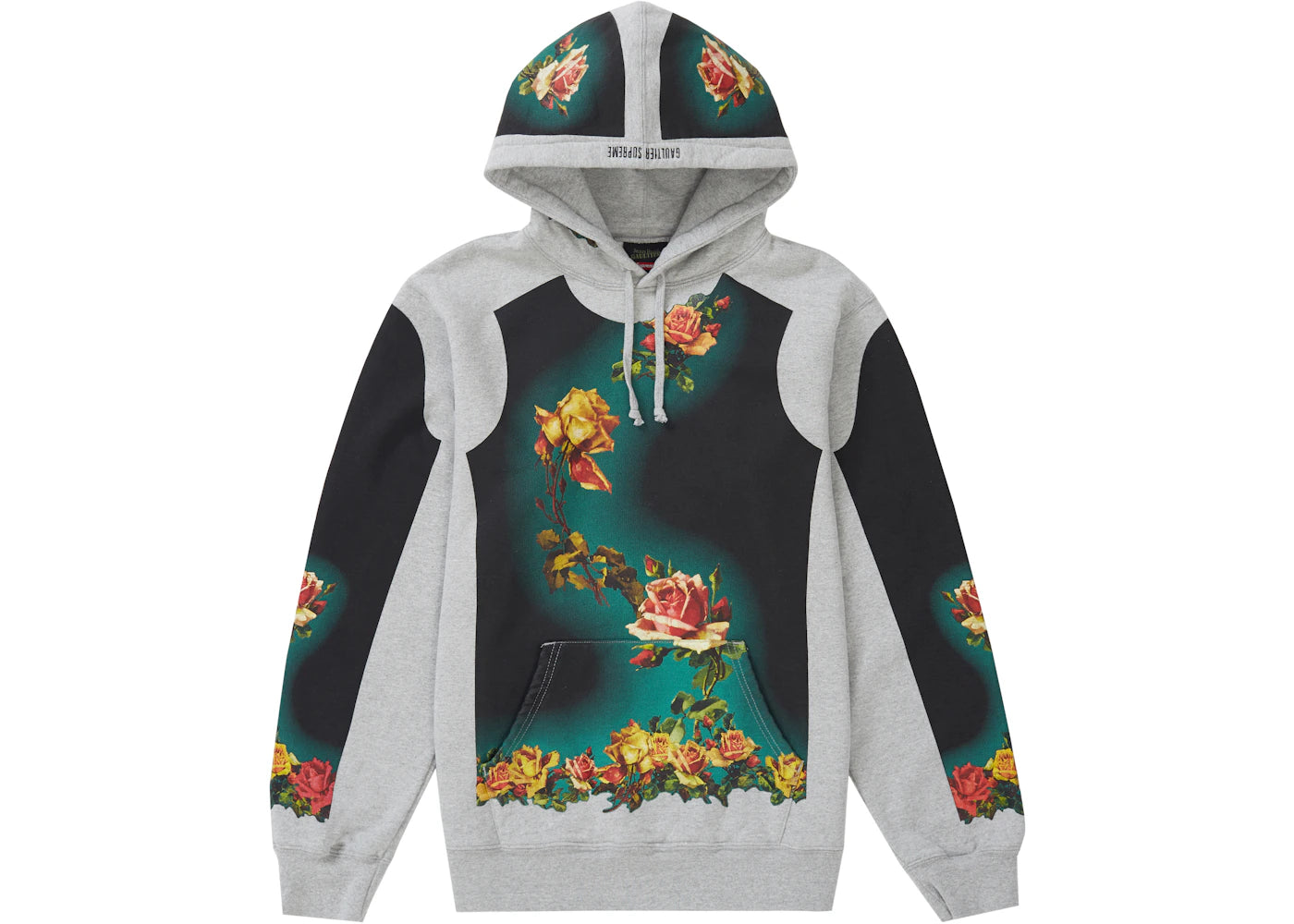 Supreme Jean Paul Gaultier Floral Print Hooded Sweatshirt Heather Grey