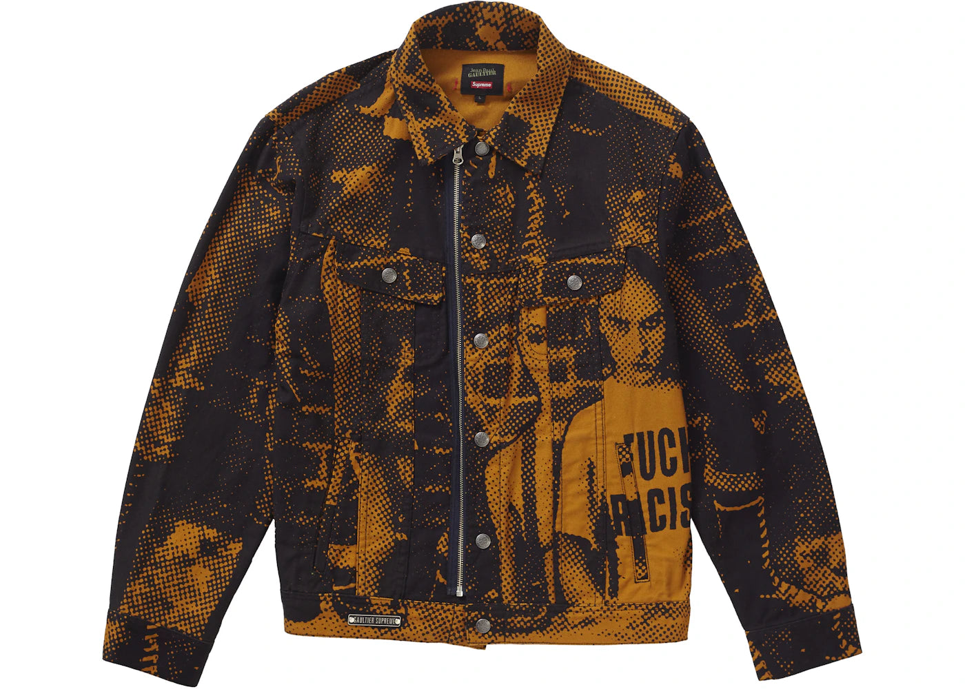 Supreme Jean Paul Gaultier Fuck Racism Trucker Jacket Gold