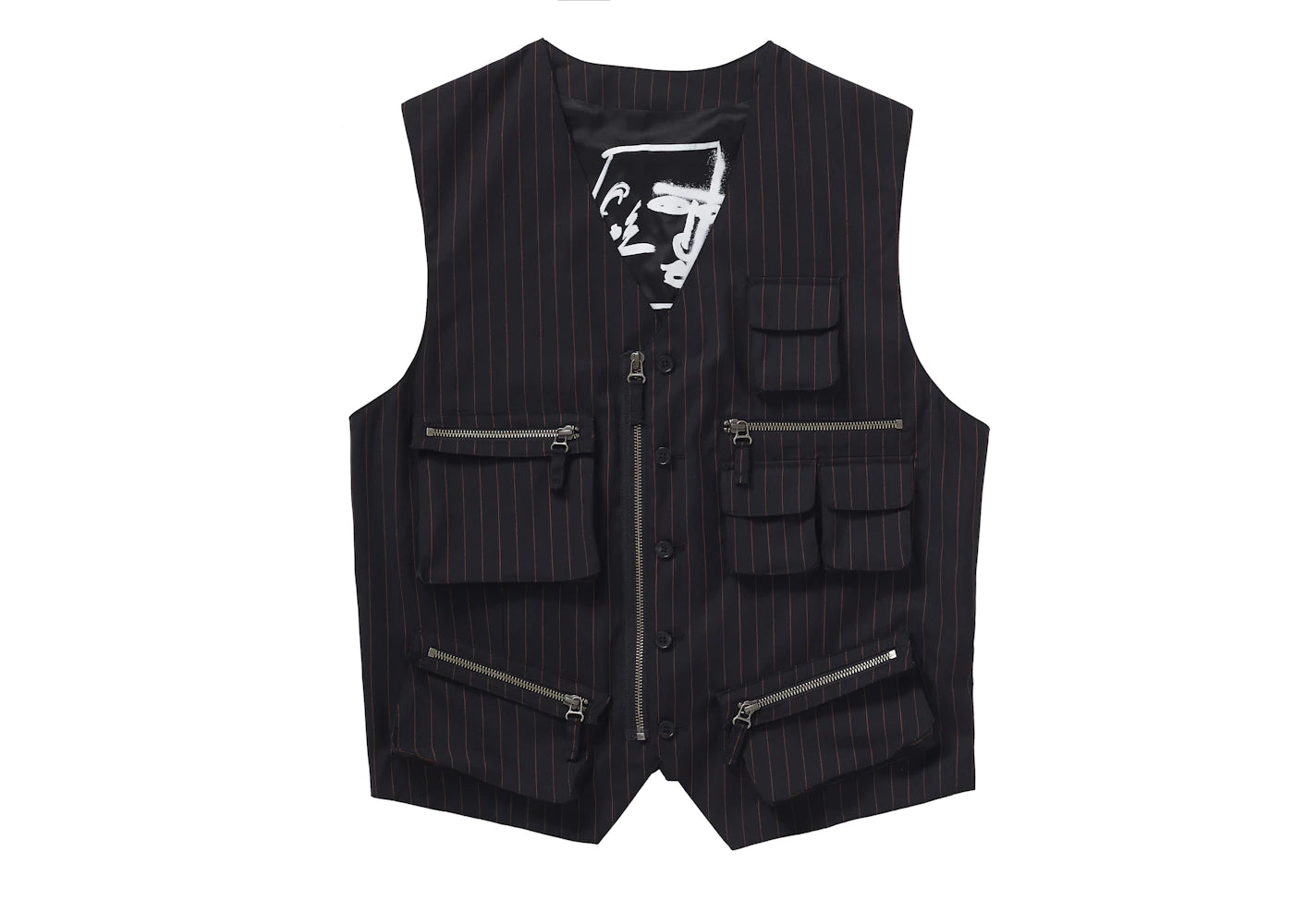 Supreme Jean Paul Gaultier Pinstripe Cargo Suit Vest Black