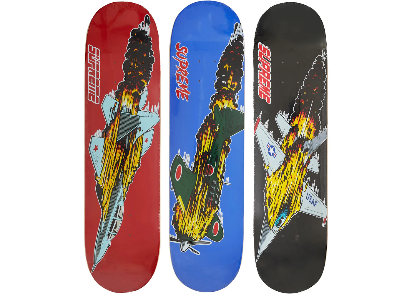 Supreme Jet Skateboard Deck Red/Royal/Black Set