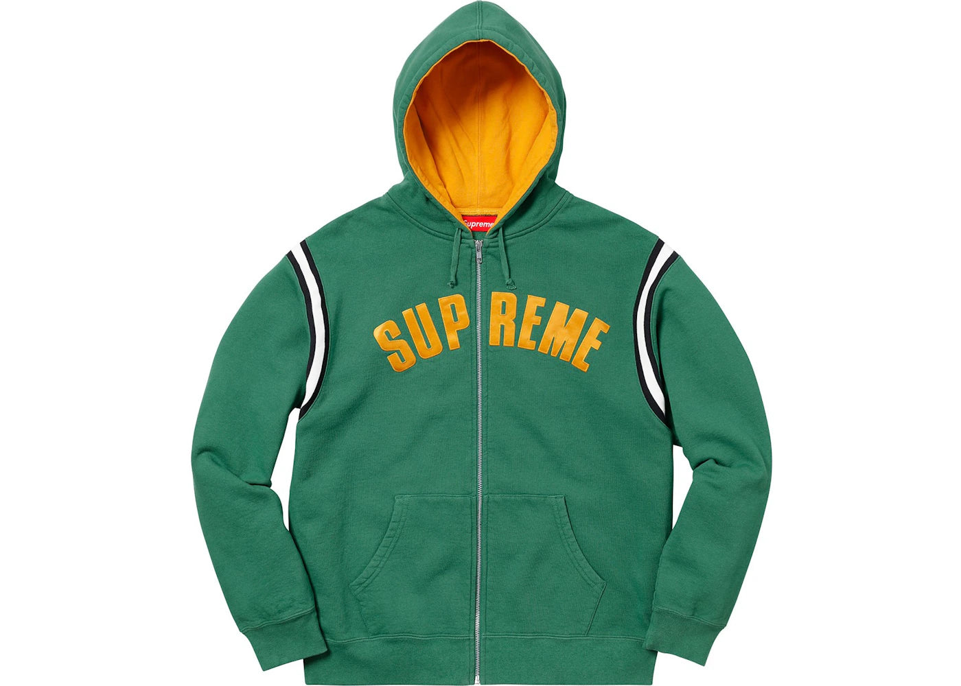 Supreme Jet Sleeve Zip Up Hooded Sweatshirt Light Pine