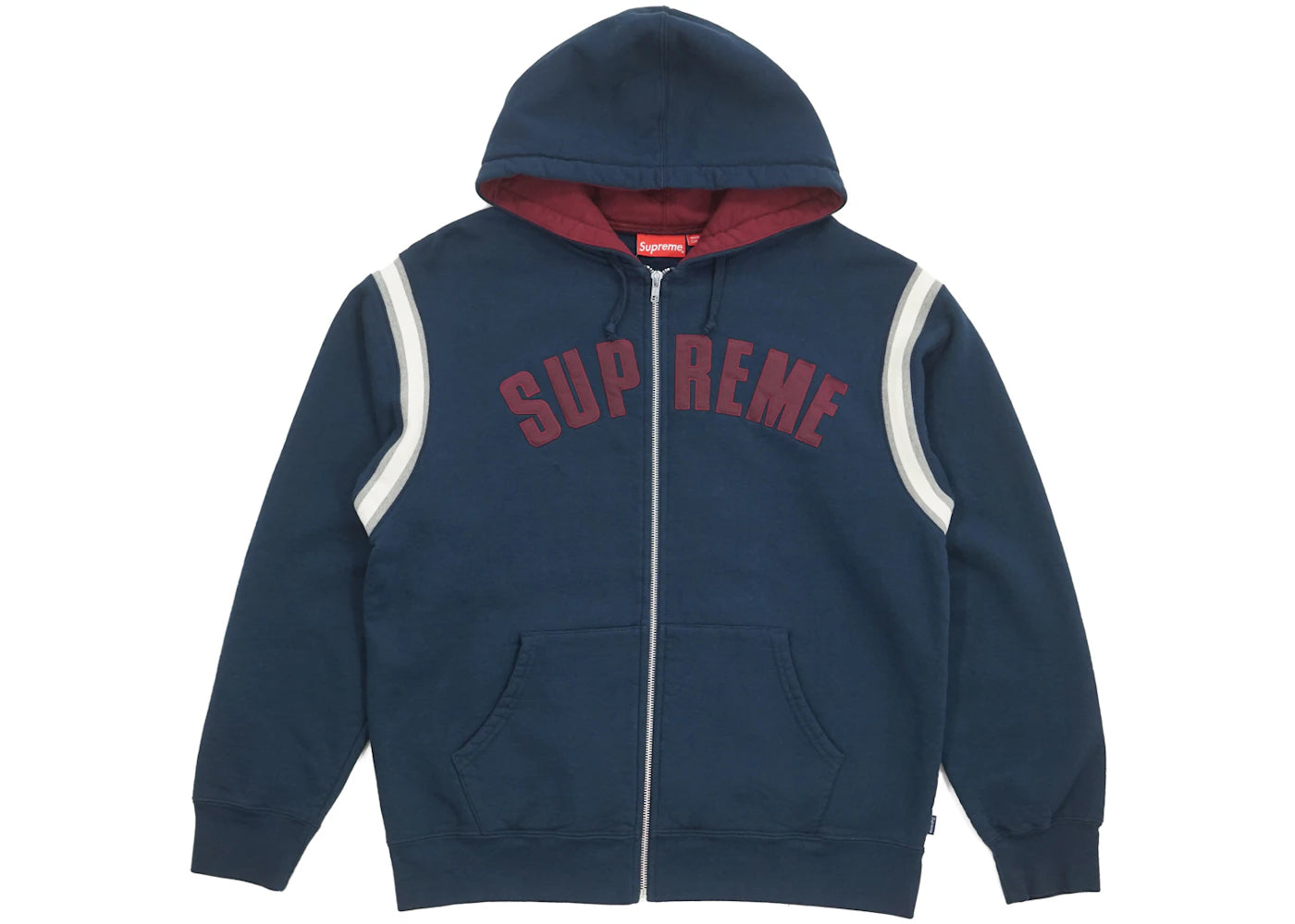 Supreme Jet Sleeve Zip Up Hooded Sweatshirt Navy