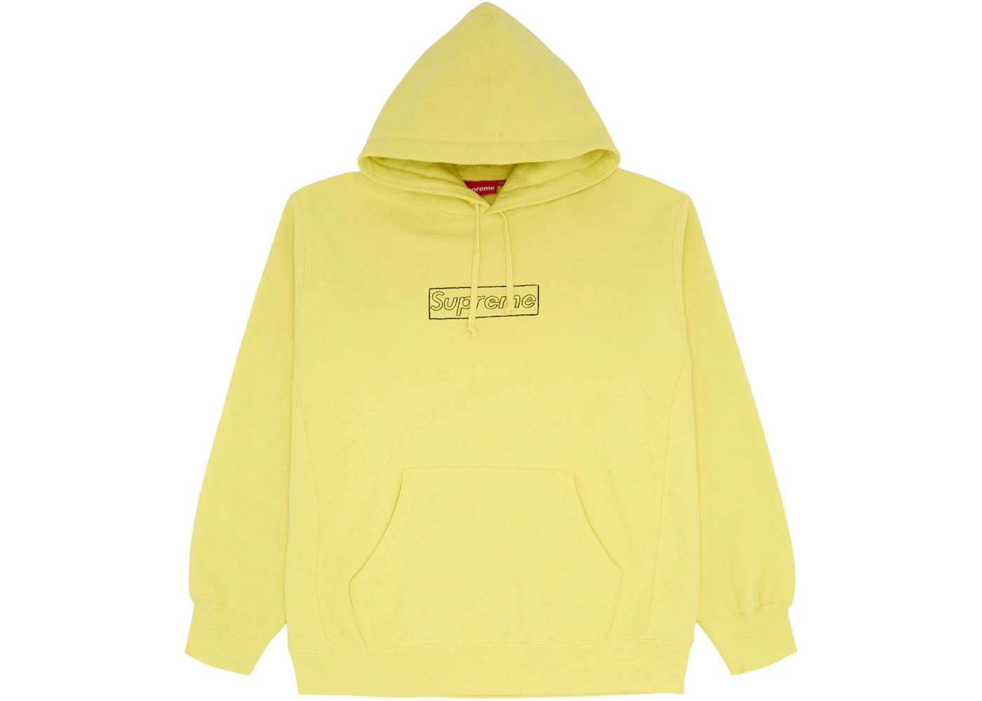 Supreme KAWS Chalk Logo Hooded Sweatshirt Light Lemon