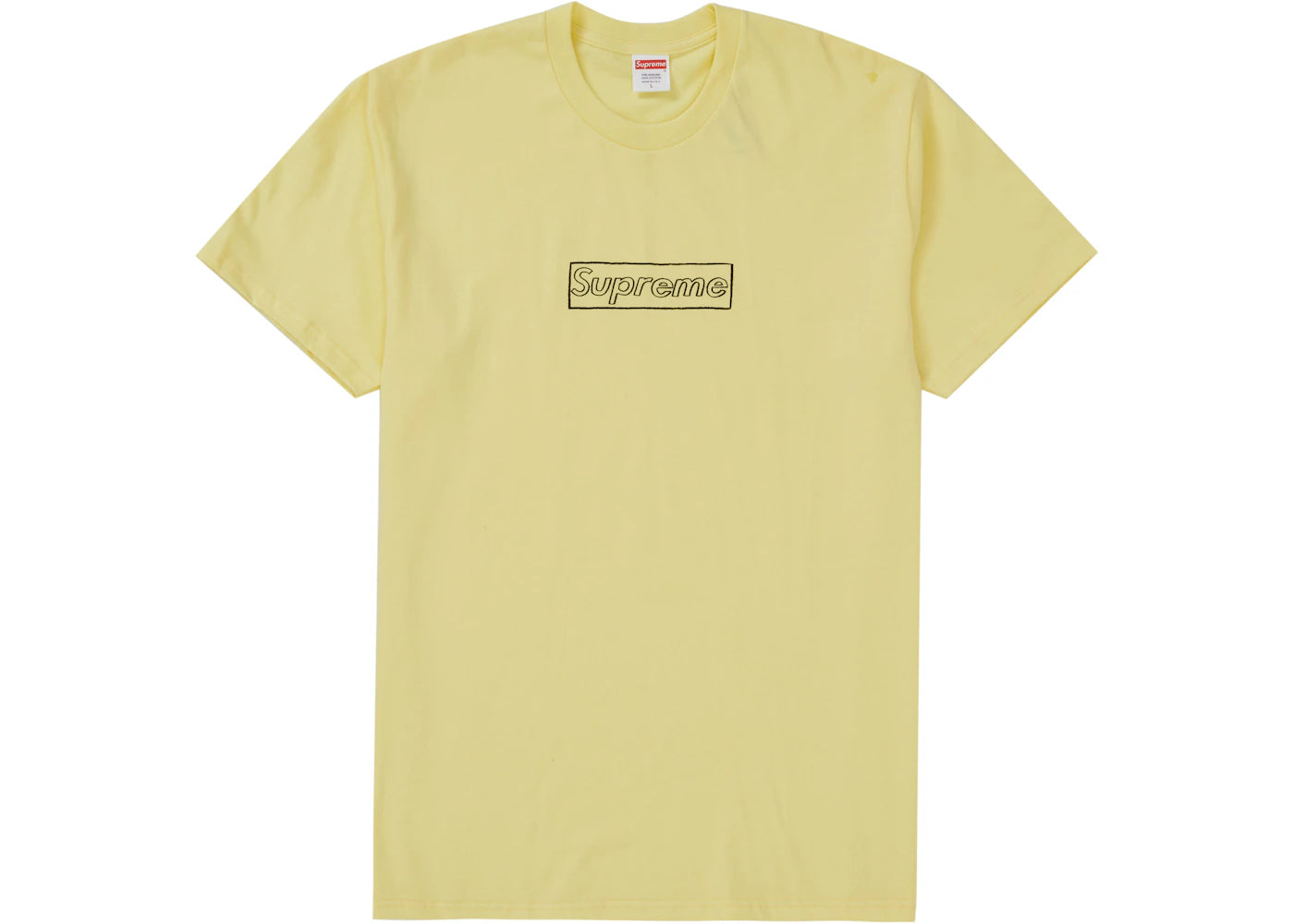 Supreme KAWS Chalk Logo Tee Pale Yellow