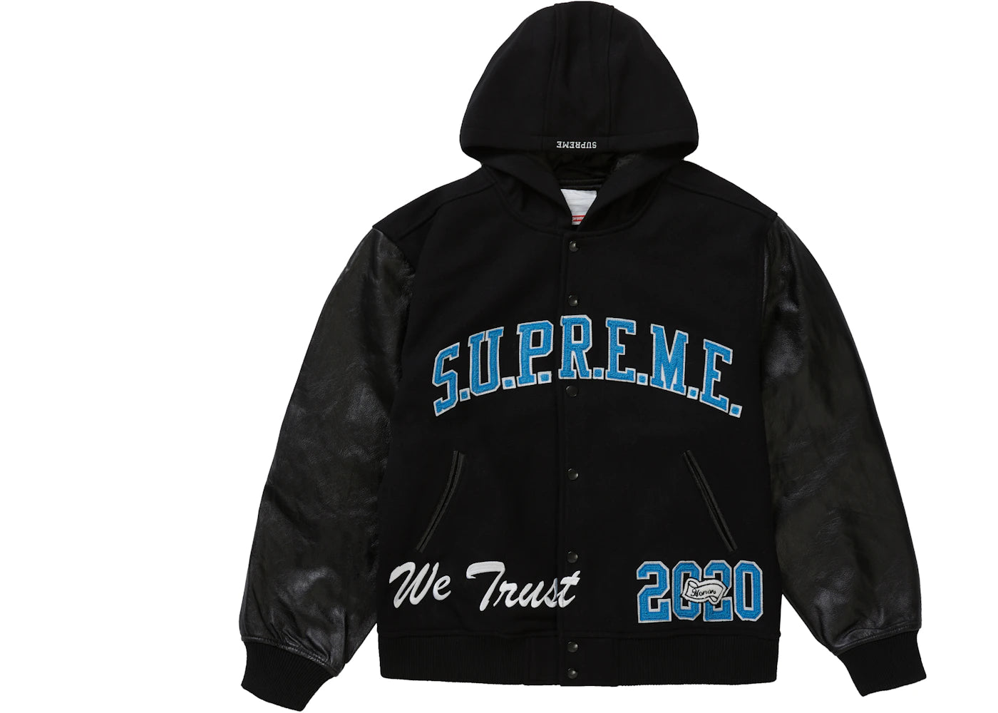 Supreme King Hooded Varsity Jacket Black