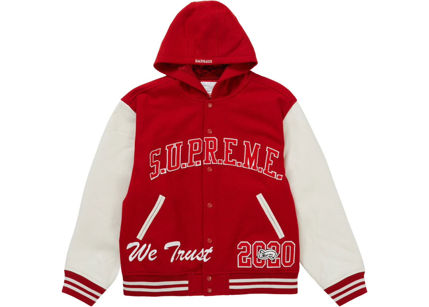 Supreme King Hooded Varsity Jacket Red