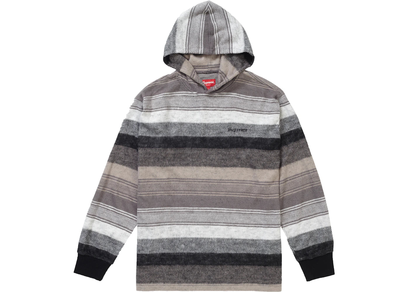 Supreme Knit Stripe Hooded L/S Top Black