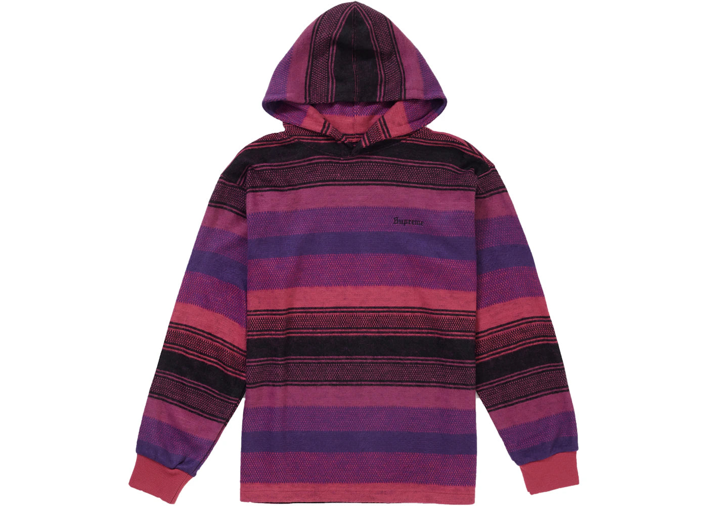 Supreme Knit Stripe Hooded L/S Top Pink