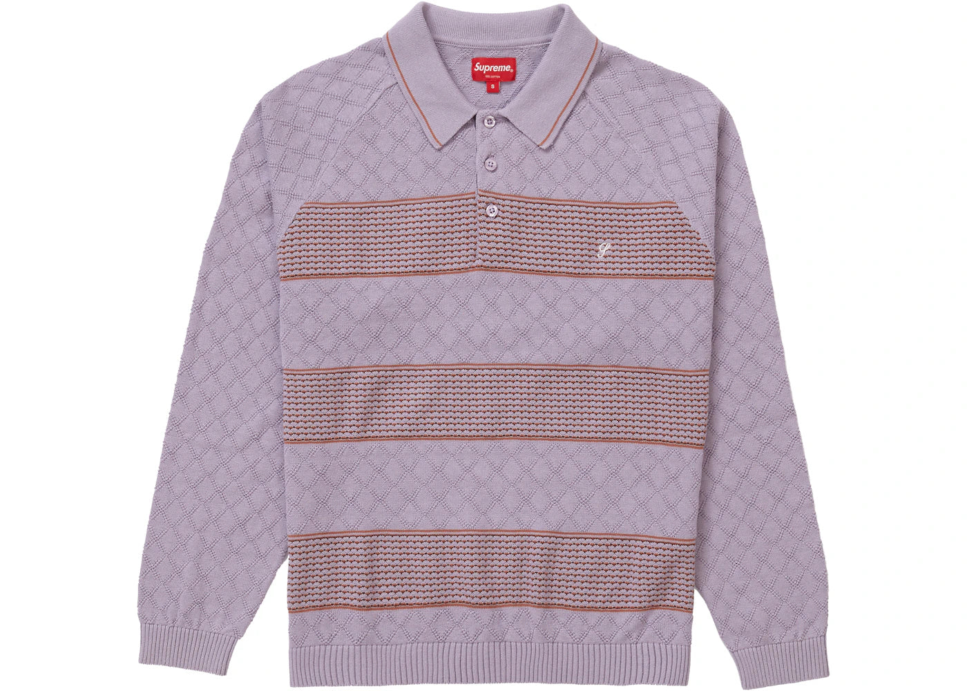 Supreme Knit Stripe L/S Polo Dusty Light Purple