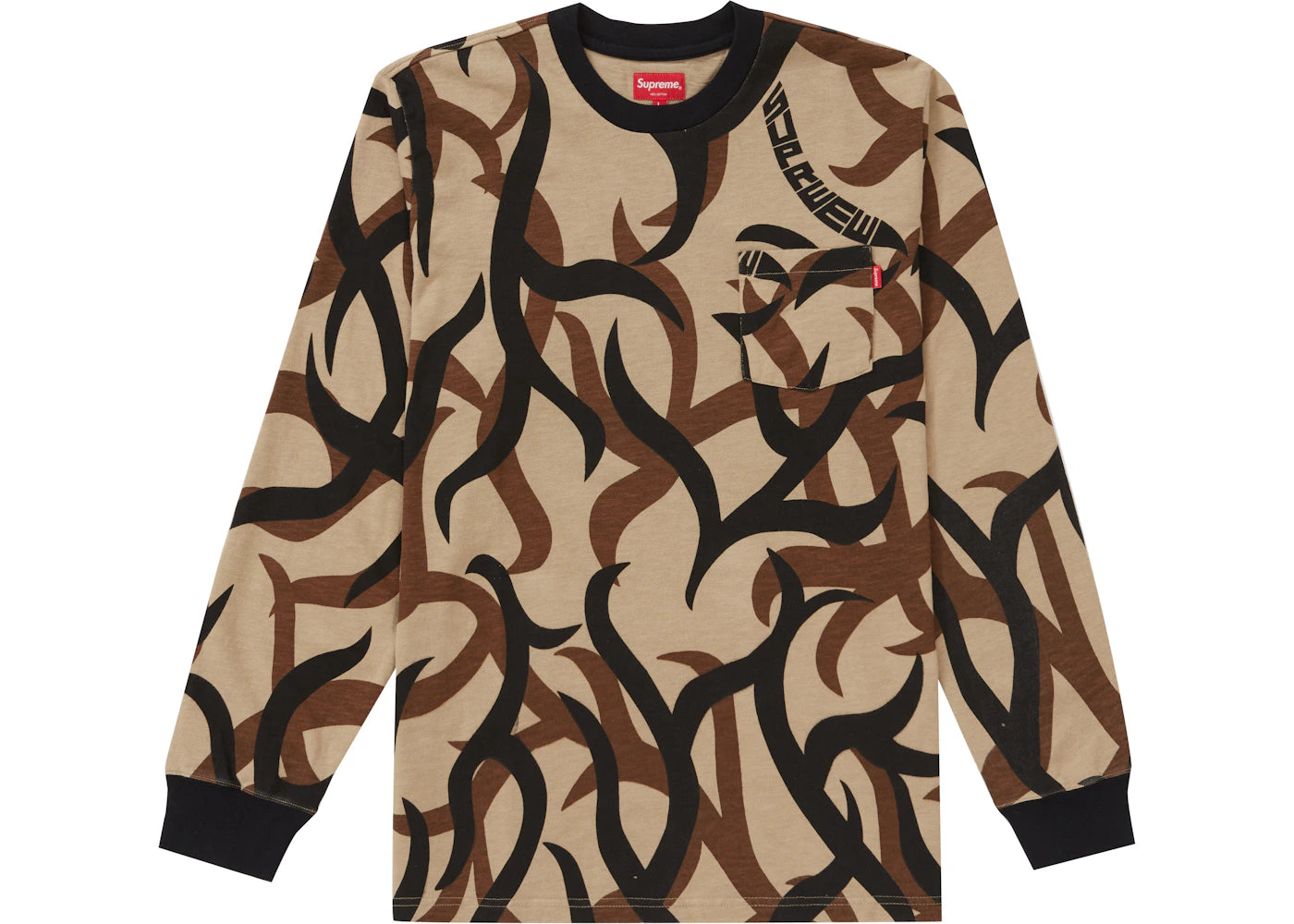 Supreme L/S Pocket Tee Tan Tribal Camo