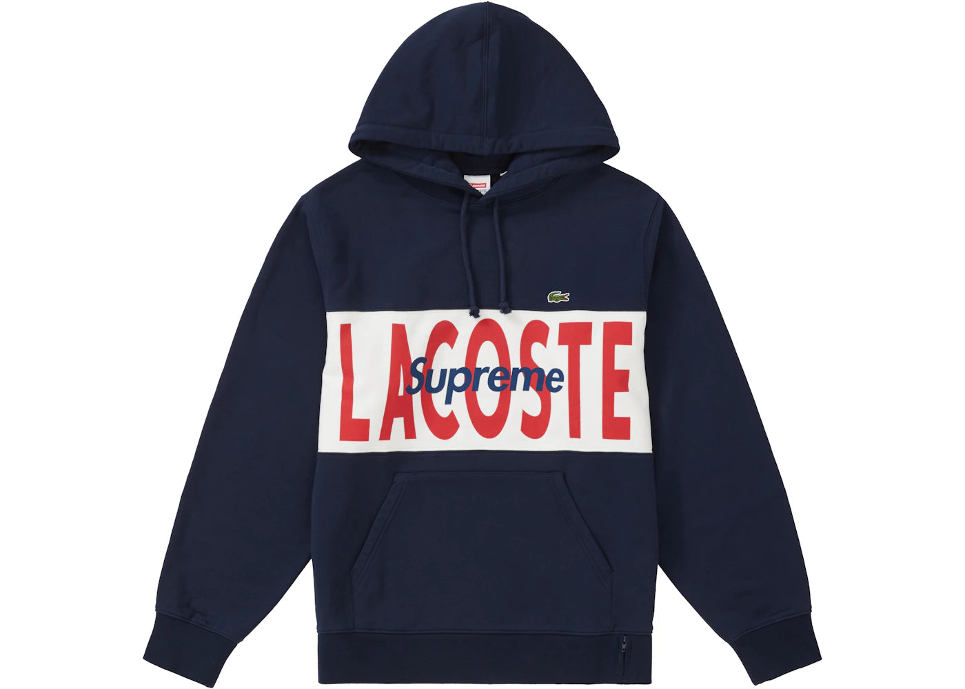 Supreme LACOSTE Logo Panel Hooded Sweatshirt Navy
