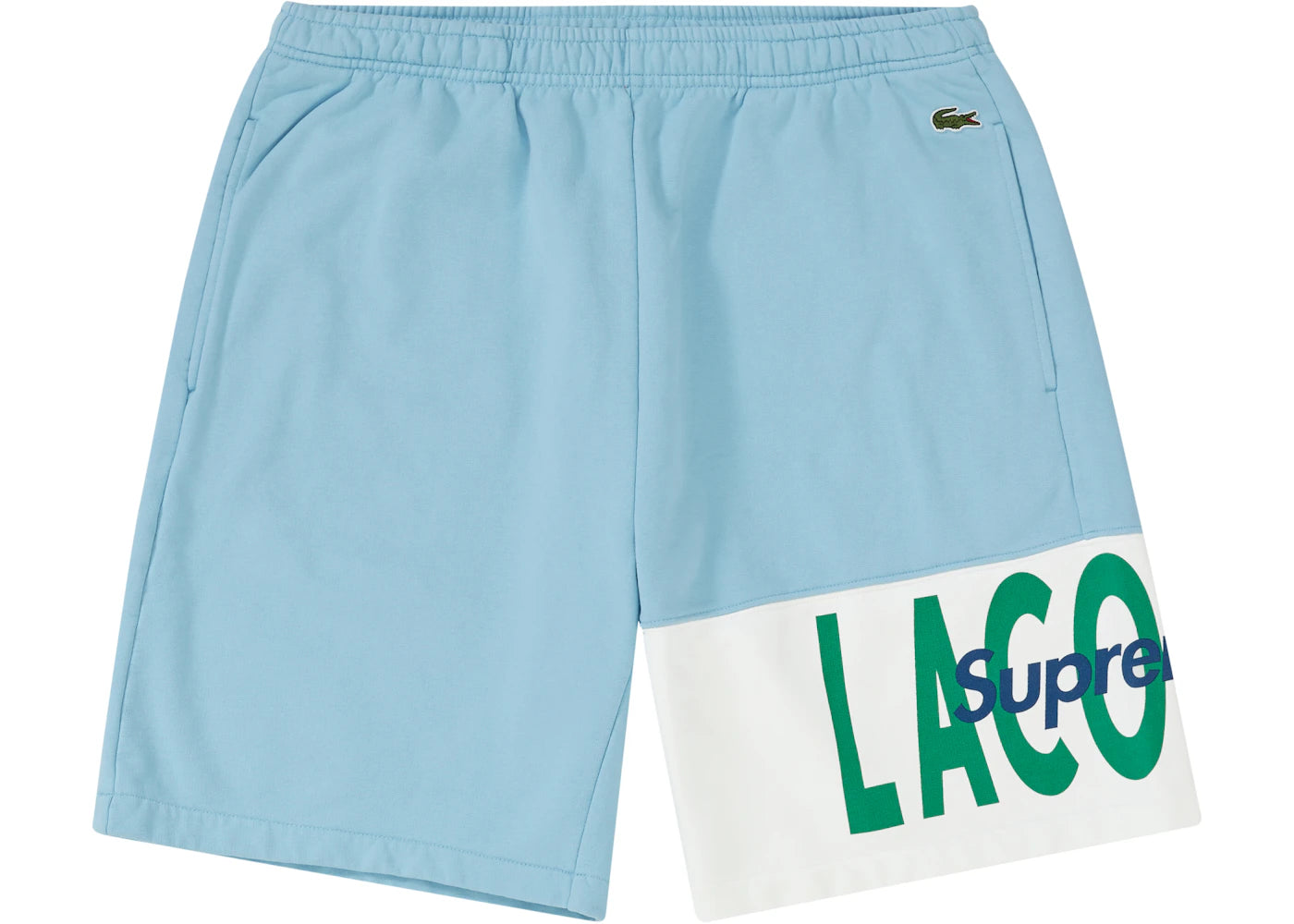 Supreme LACOSTE Logo Panel Sweatshort Light Blue