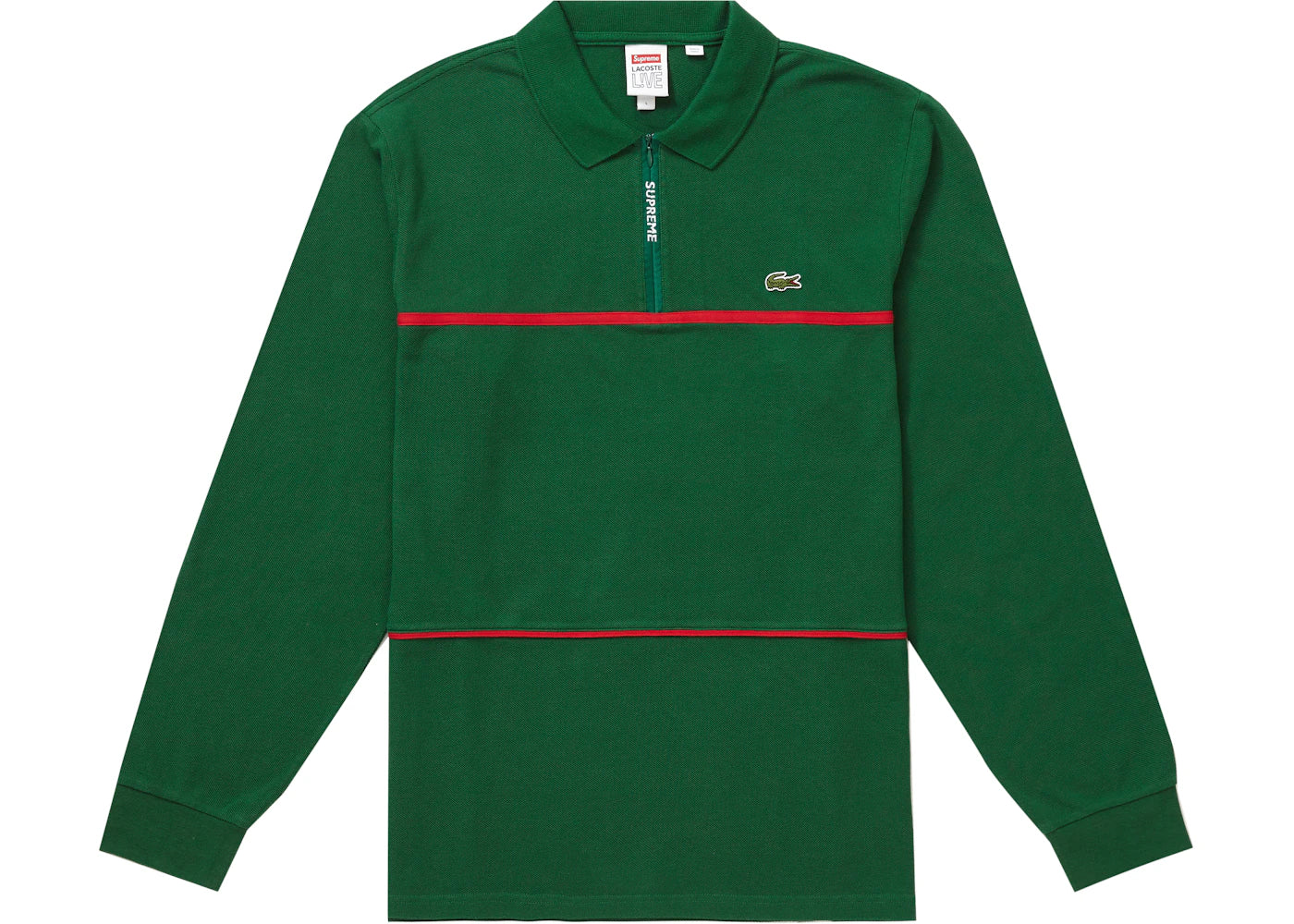 Supreme LACOSTE Pique Zip L/S Polo Green