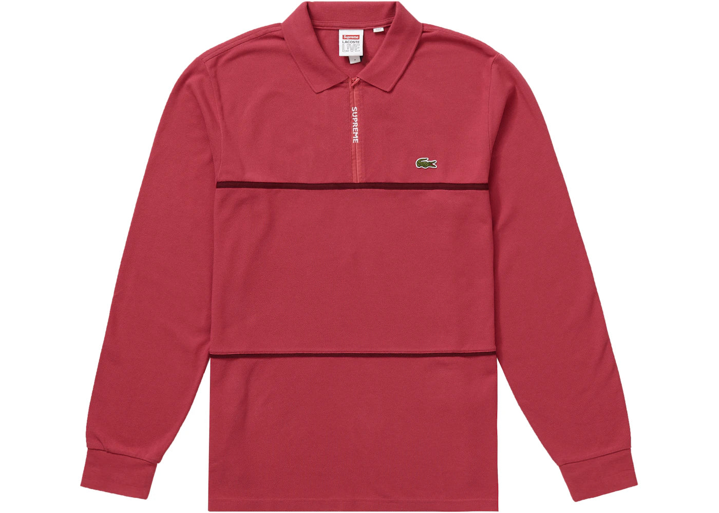 Supreme LACOSTE Pique Zip L/S Polo Pink