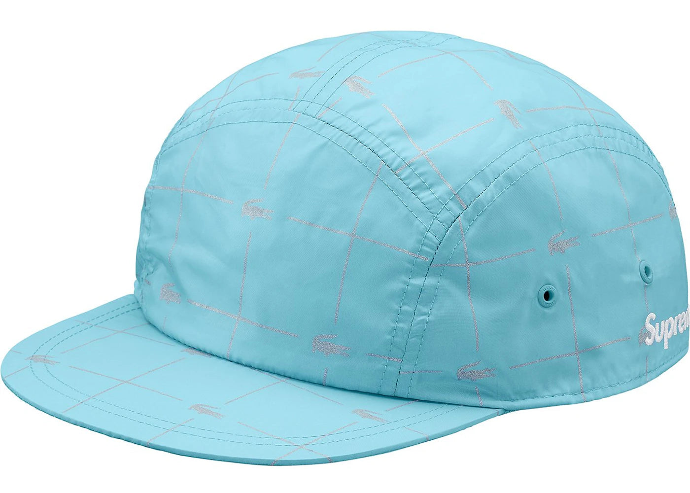 Supreme LACOSTE Reflective Grid Nylon Camp Cap Blue