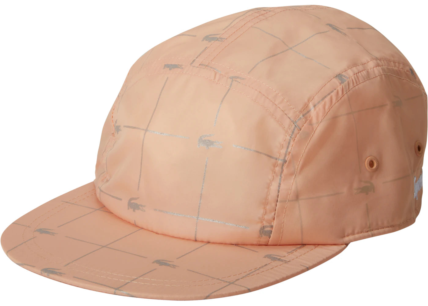 Supreme LACOSTE Reflective Grid Nylon Camp Cap Peach