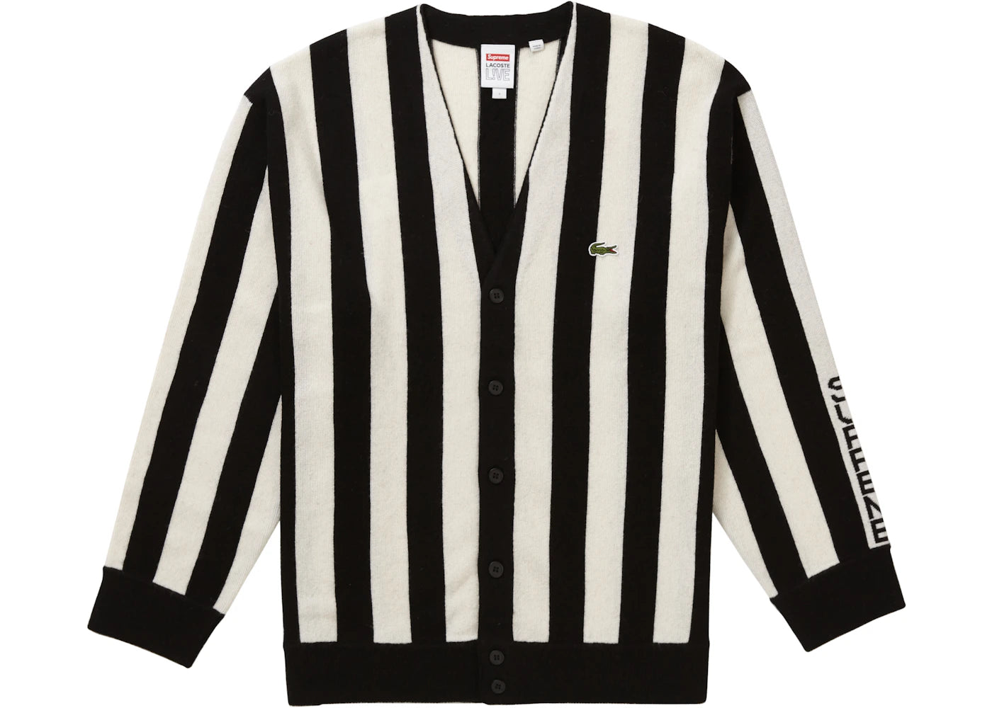 Supreme LACOSTE Stripe Cardigan Black