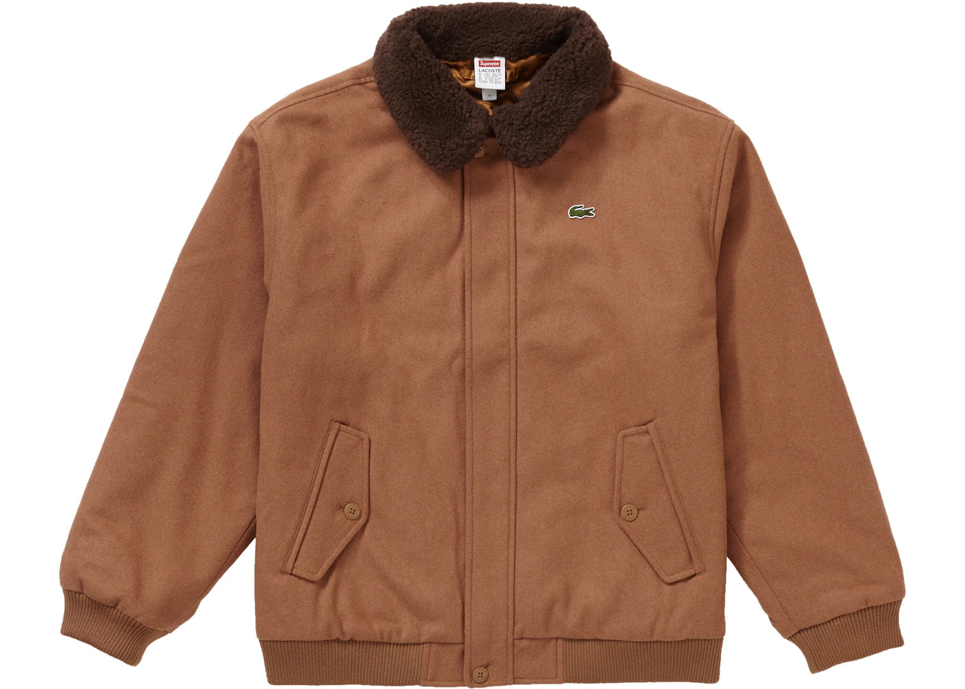 Supreme LACOSTE Wool Bomber Jacket Tan