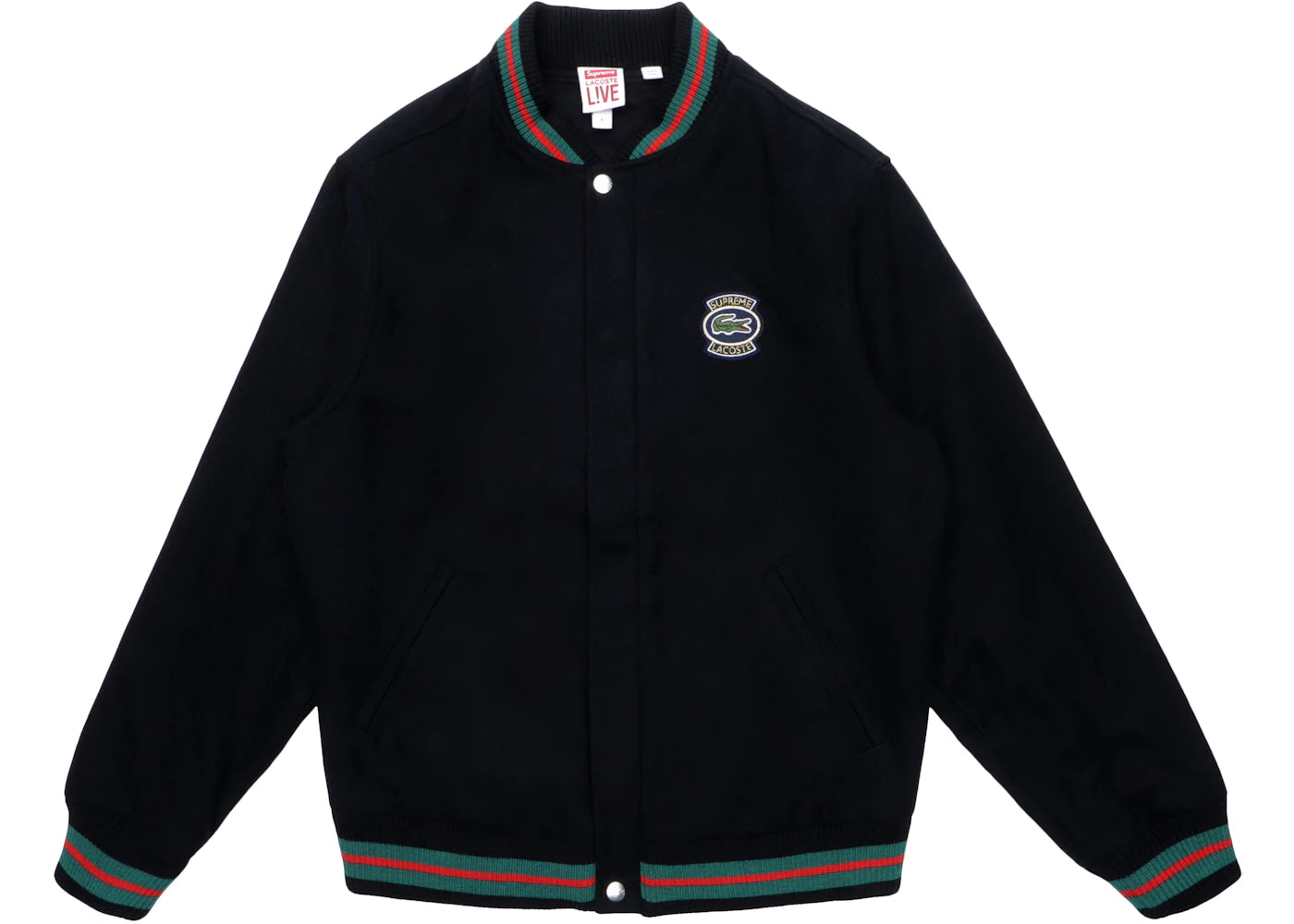 Supreme LACOSTE Wool Varsity Jacket Black