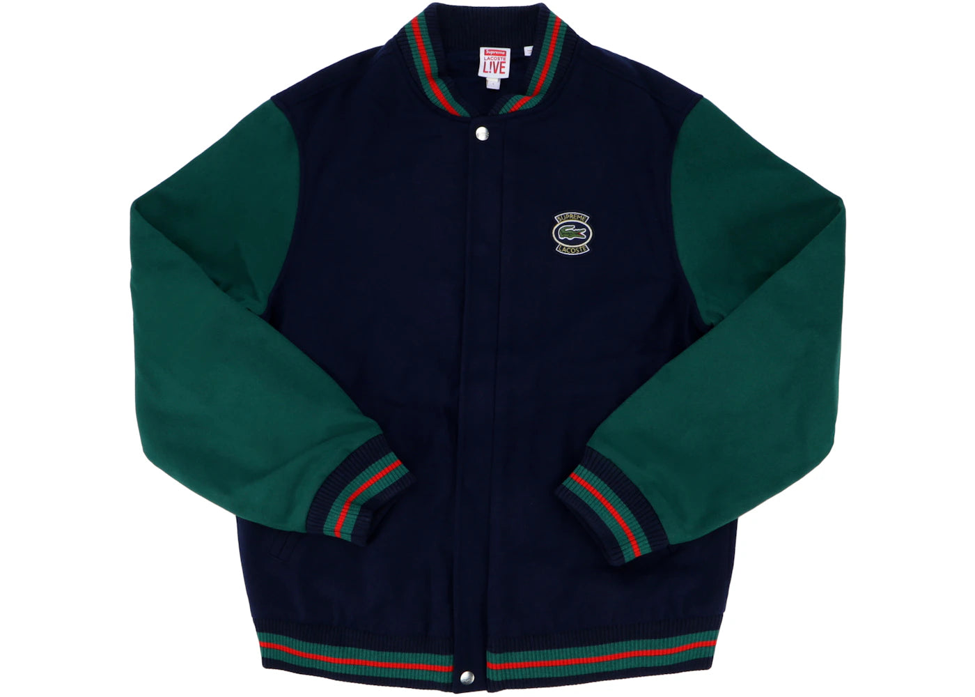 Supreme LACOSTE Wool Varsity Jacket Navy