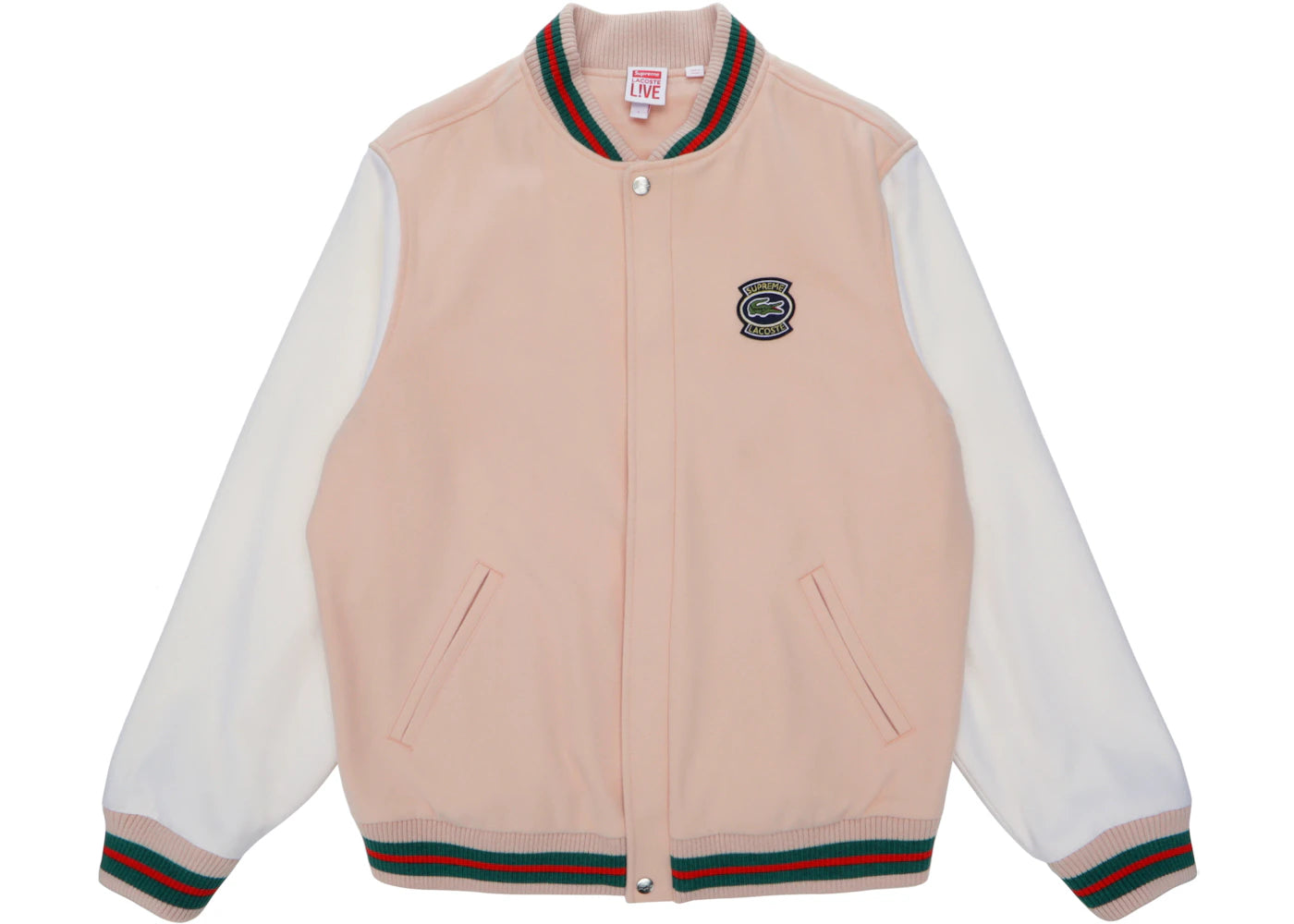 Supreme LACOSTE Wool Varsity Jacket Peach