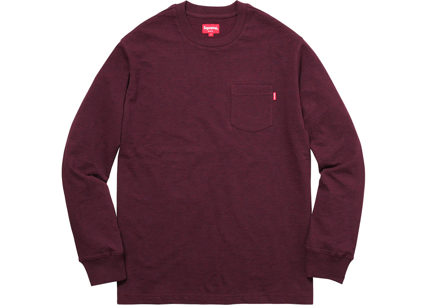 Supreme L/S Pocket Tee Heather Burgundy